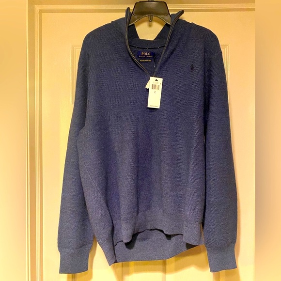 NWT Polo by Ralph Lauren Logo-Embroidered Merino Wool Half-Zip Sweater Size L - Picture 2 of 6